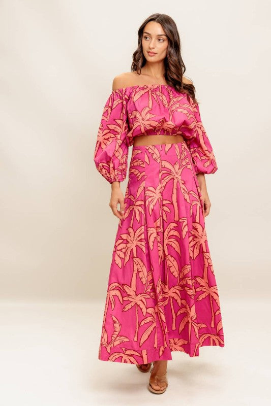 PALM TWO PIECE SKIRT SET