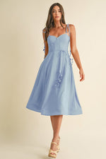 Bustier shoulder tie midi dress