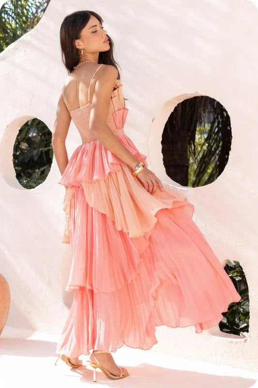 Exclusive layered ruffle maxi dress PRIVILEGE
