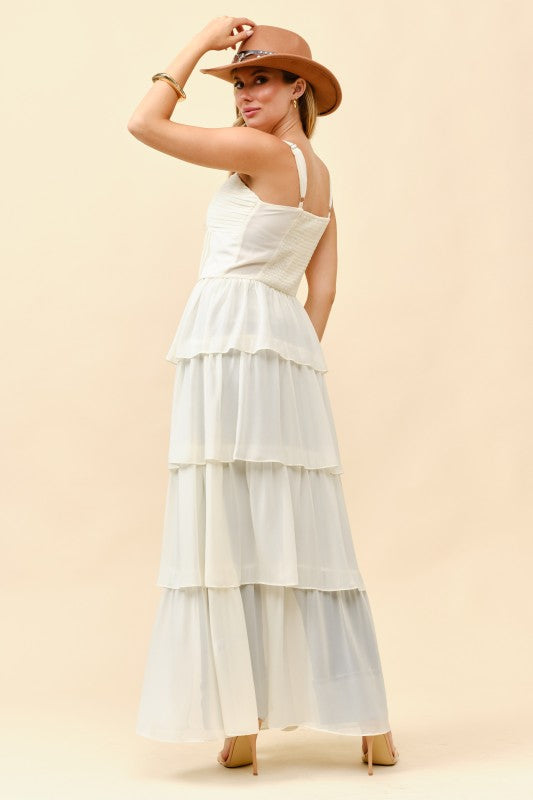 TIERED BOHO MAXI CORSET TOP DRESS