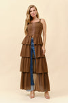 TIERED BOHO MAXI CORSET TOP DRESS