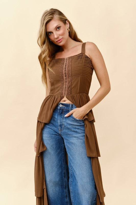 TIERED BOHO MAXI CORSET TOP DRESS