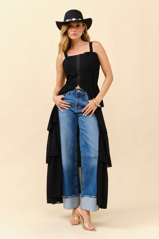 TIERED BOHO MAXI CORSET TOP DRESS