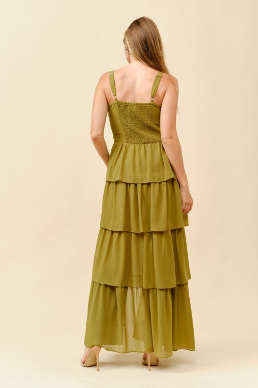 TIERED BOHO MAXI CORSET TOP DRESS