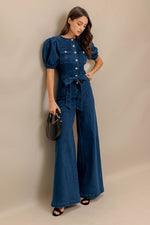 DENIM SUPER FLARE JUMPSUIT
