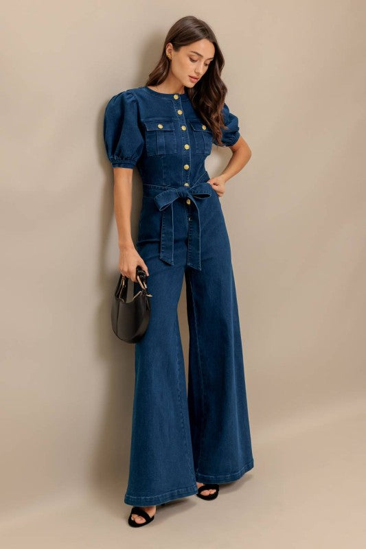 DENIM SUPER FLARE JUMPSUIT