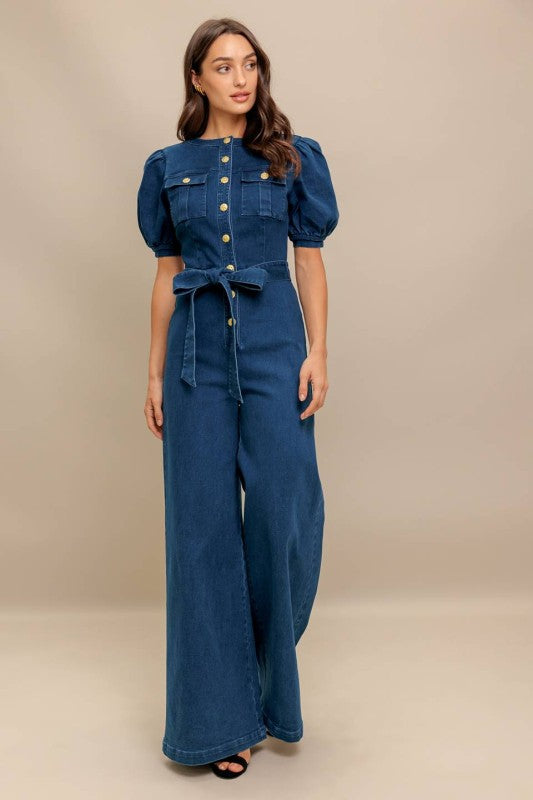 DENIM SUPER FLARE JUMPSUIT
