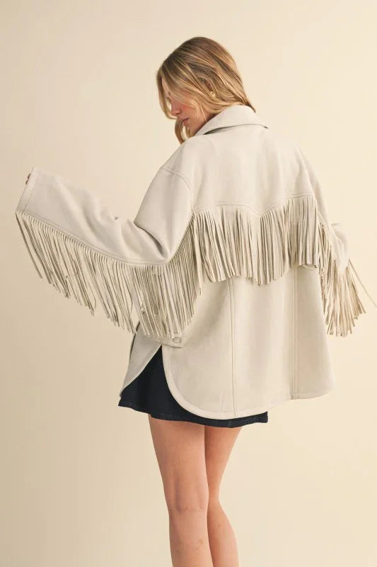 Suede Fringed Oversized Jacket
