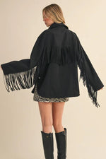 Suede Fringed Oversized Jacket