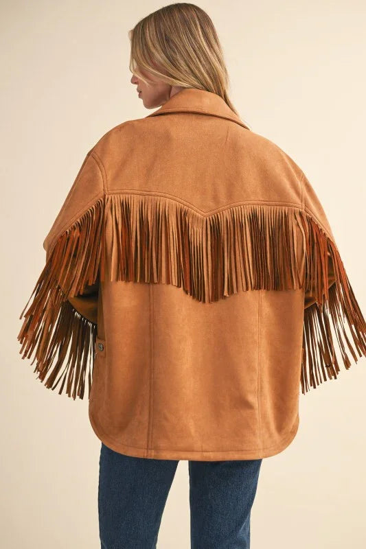 Suede Fringed Oversized Jacket