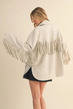 Suede Fringed Oversized Jacket