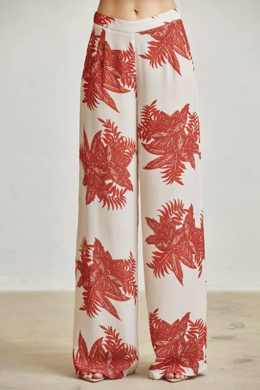 Autumn Leaf Print Blazer And Pant 2-pc PANT SUIT