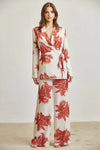 Autumn Leaf Print Blazer And Pant 2-pc PANT SUIT