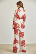 Autumn Leaf Print Blazer And Pant 2-pc PANT SUIT