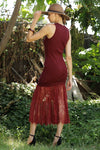 Chic Knit & Lace Contrast Midi Dress