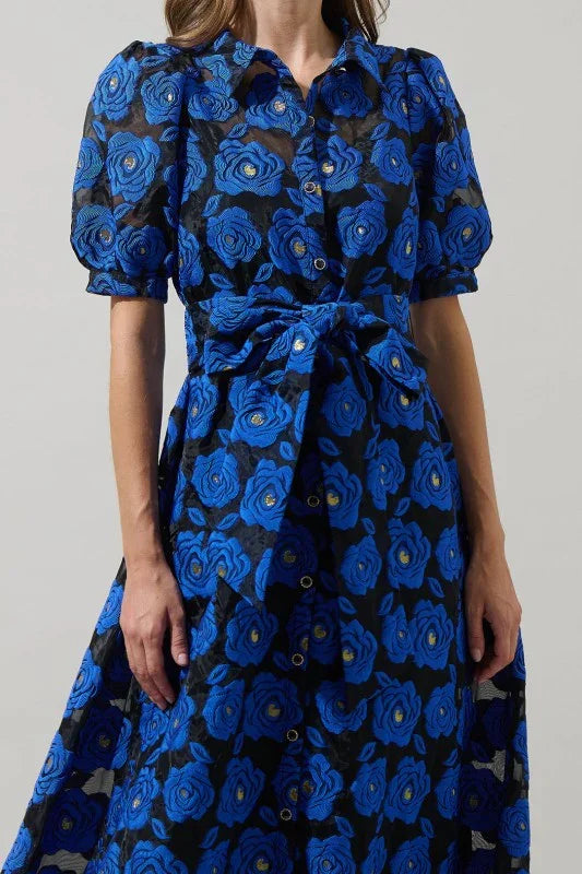 EMBRODERIY Midnight Rose Aveline Collared Maxi Dress PRIVILEGE