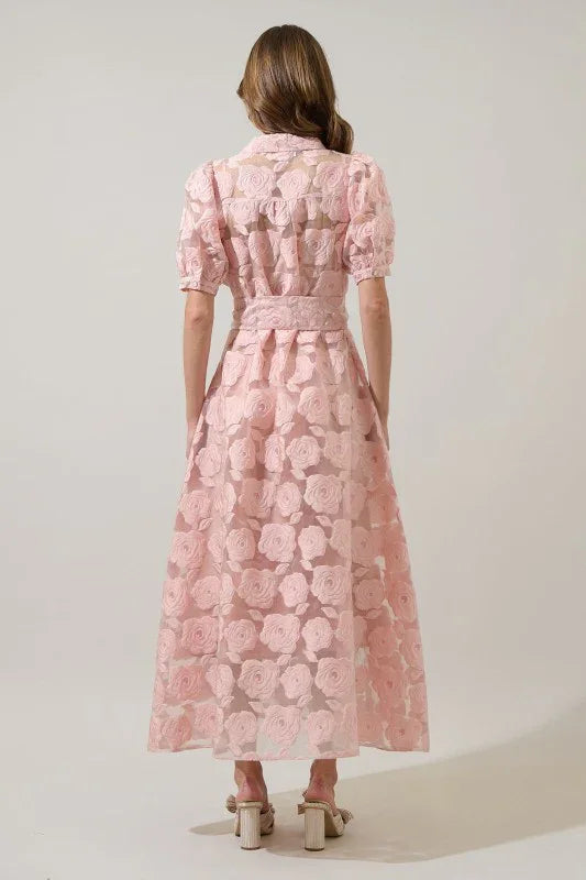 EMBRODERIY Midnight Rose Aveline Collared Maxi Dress PRIVILEGE