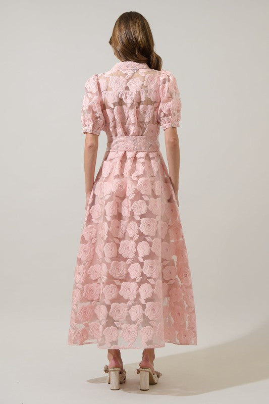 EMBRODERIY Midnight Rose Aveline Collared Maxi Dress