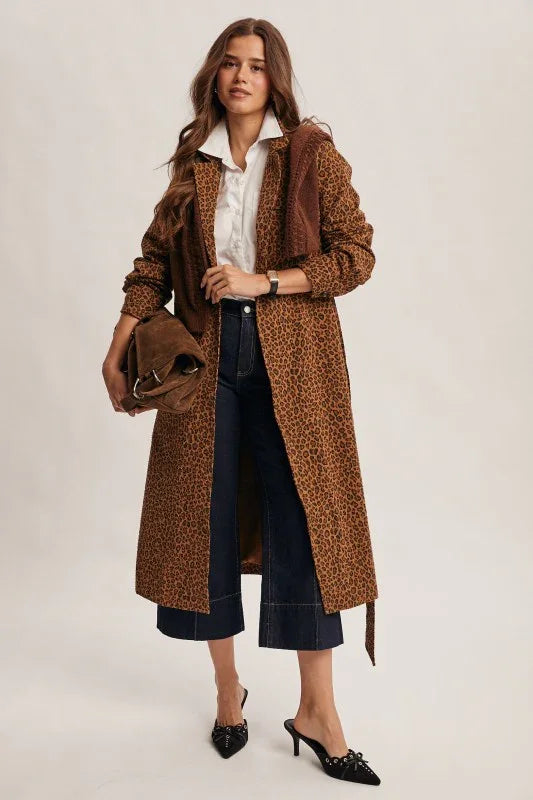 Washed Leopard Duster Coat