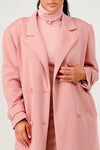 Pink Maxi Coat & Sleeveless Turtleneck Dress Set