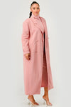 Pink Maxi Coat & Sleeveless Turtleneck Dress Set