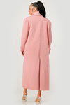 Pink Maxi Coat & Sleeveless Turtleneck Dress Set
