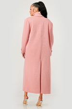 Pink Maxi Coat & Sleeveless Turtleneck Dress Set