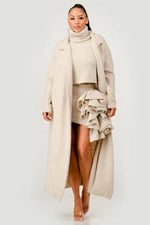 RUFFLE MINI SKIRT WITH LONG DUSTER 3 PC KNIT SET