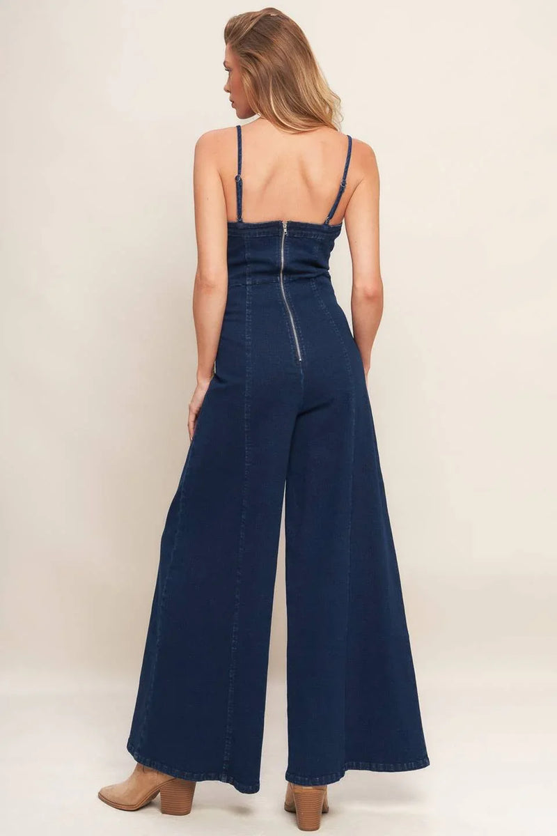 Denim flare jumpsuit