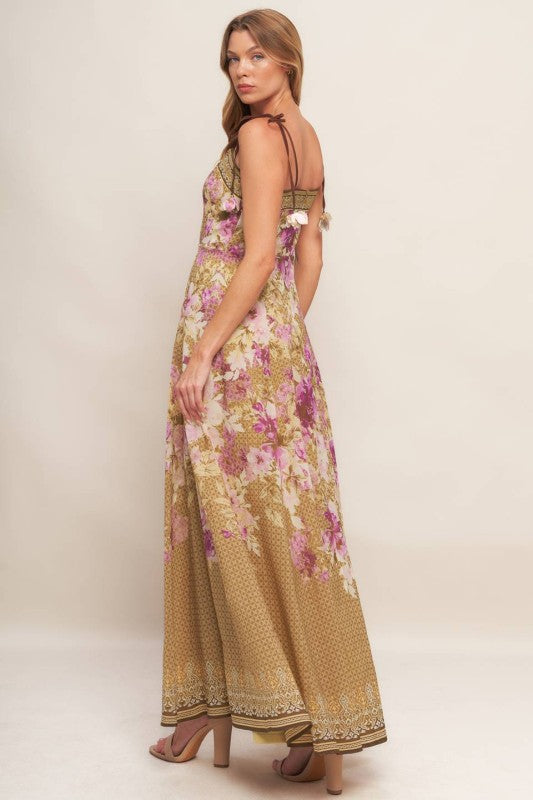 FLORAL MAXI BOW  MAXI DRESS