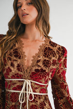 Velvet Embroidered Lace Dress