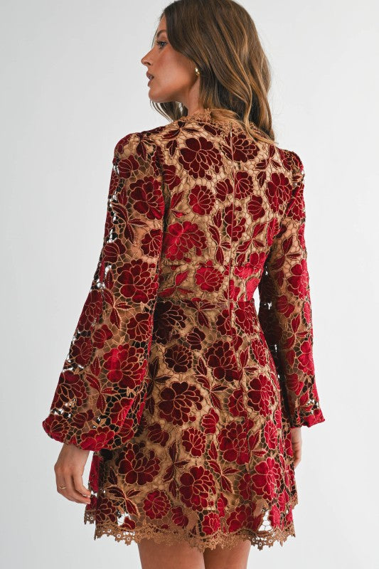 Velvet Embroidered Lace Dress