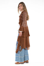 Prairie Drift Ruffle Knit Duster