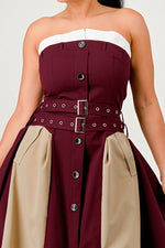 TRENDY DENIM WAIST MAXI DRESS