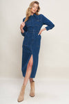MIDI DENIM SLIT DRESS