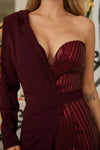 One Shoulder Overlap Sequins Jumpsuit