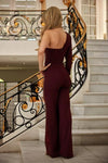 One Shoulder Overlap Sequins Jumpsuit