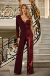 One Shoulder Overlap Sequins Jumpsuit