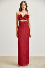 Floral Ruffle Maxi Dress corset top
