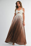Ombre Pleated Maxi Dress With Floral Strap Detail
