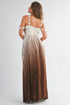 Ombre Pleated Maxi Dress With Floral Strap Detail