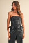 FAUX ANIMAL PRINTED LEATHER PEPLUM TOP AND Pant set