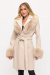 Belted Fur-trim Coat