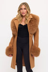 Belted Fur-trim Coat