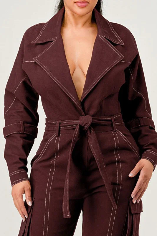 Cargo Pocket Belted Jumpsuit