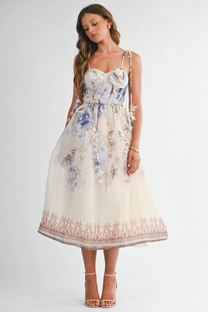 CORSET TOP FLOWER DRESS MIDI