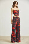 Red Roses Corset Top Pant 2-pc Set
