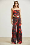 Red Roses Corset Top Pant 2-pc Set