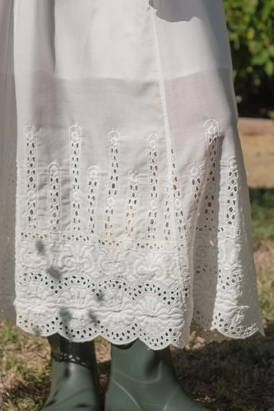 Off-white Embroidered Open Back Maxi Dress