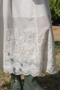 Off-white Embroidered Open Back Maxi Dress